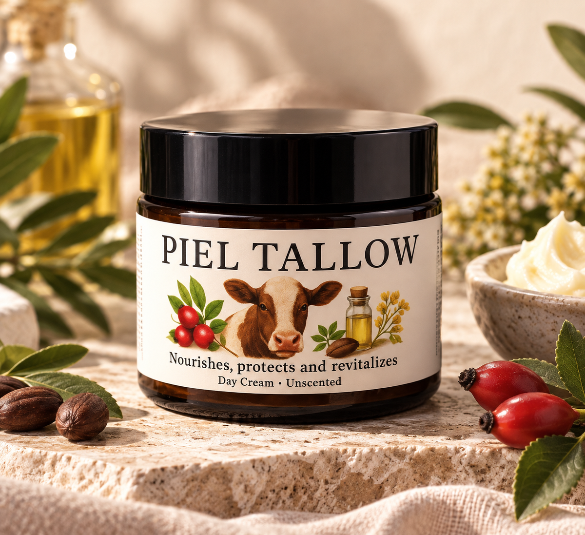 Piel Tallow — pack de 2 potes de crema facial de 100g